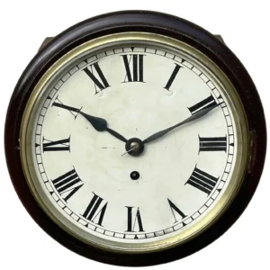 Rare 8-Inch English 8-Day Chain-Driven Fusee Mahogany Dial Clock (Circa 1900)