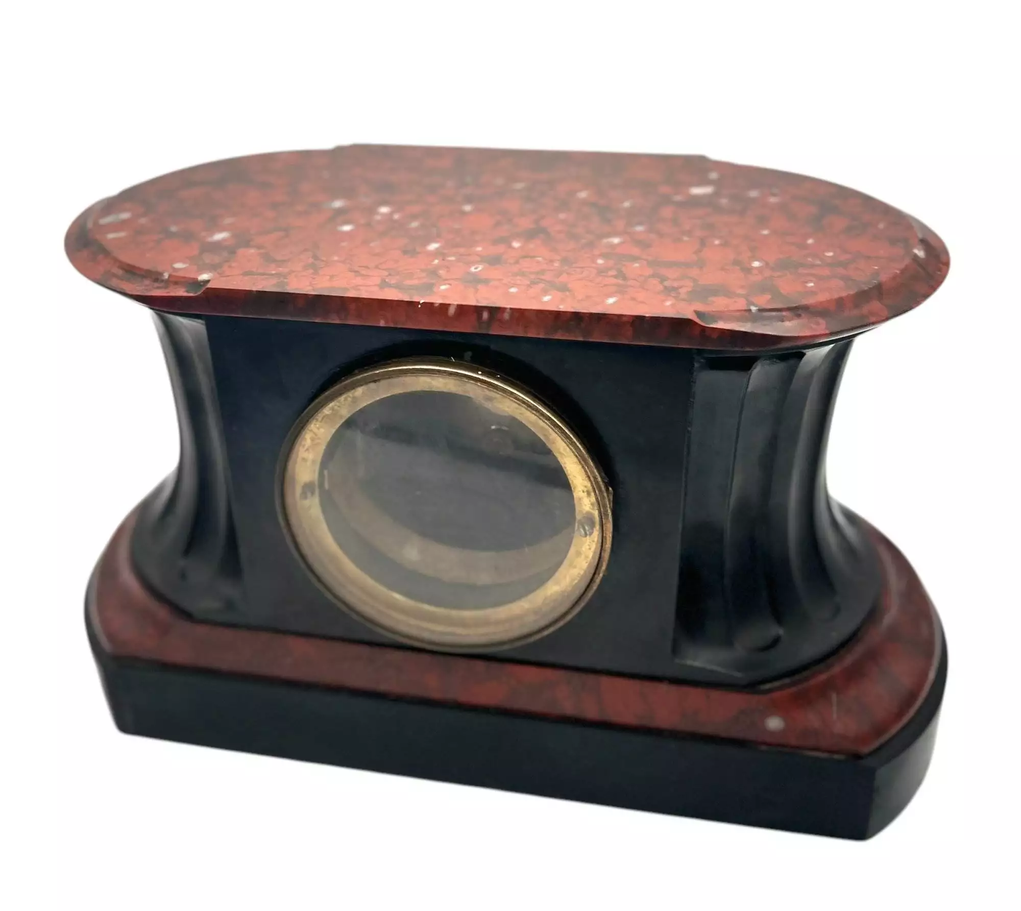 Stunning Rouge Marble & Slate 8 day Mantel clock, Ca 1870, view 4