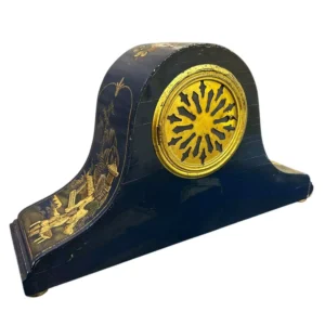 Fantastic Ansonia Coalport Blue Chinoiserie Hat Shaped Mantel Clock, view 2