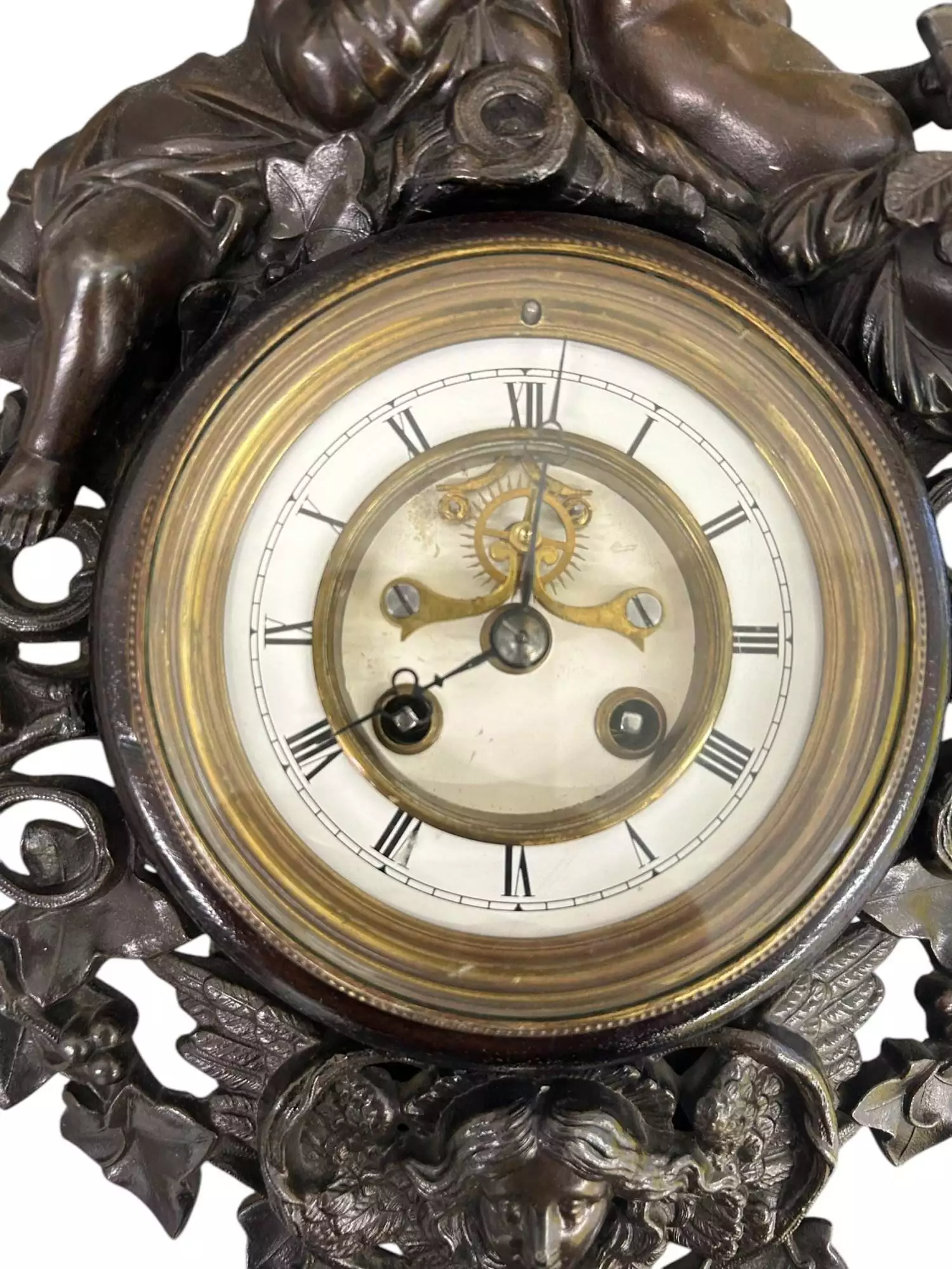 Fabulous French Figural Cartel Wall Clock, ca1890, view 6