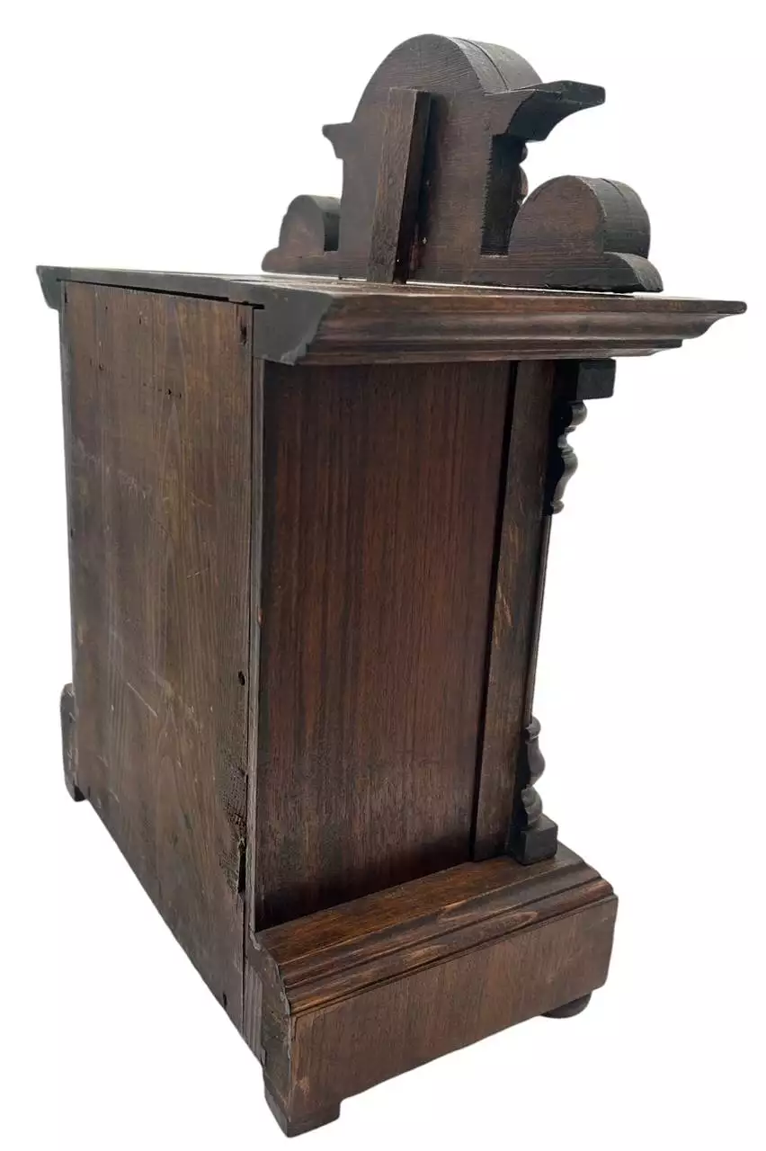 Fine German 8-Day Hand Carved Walnut Case Mantel Clock, ca 1890, view 5