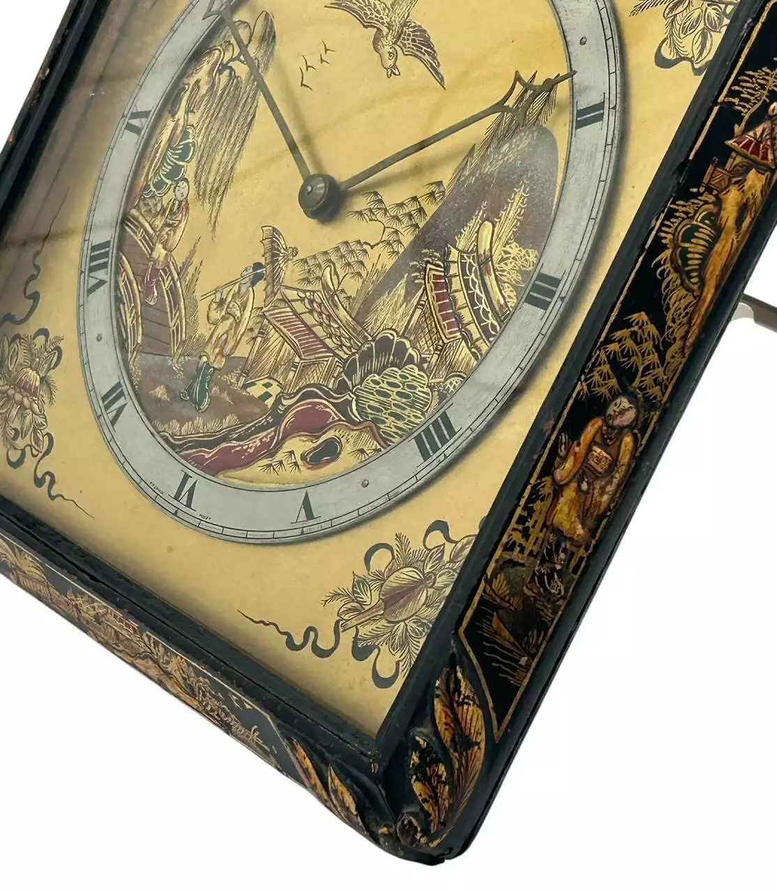Beautiful Chinoiserie Decorated Strut Mantel Clock, ca 1910, view 5