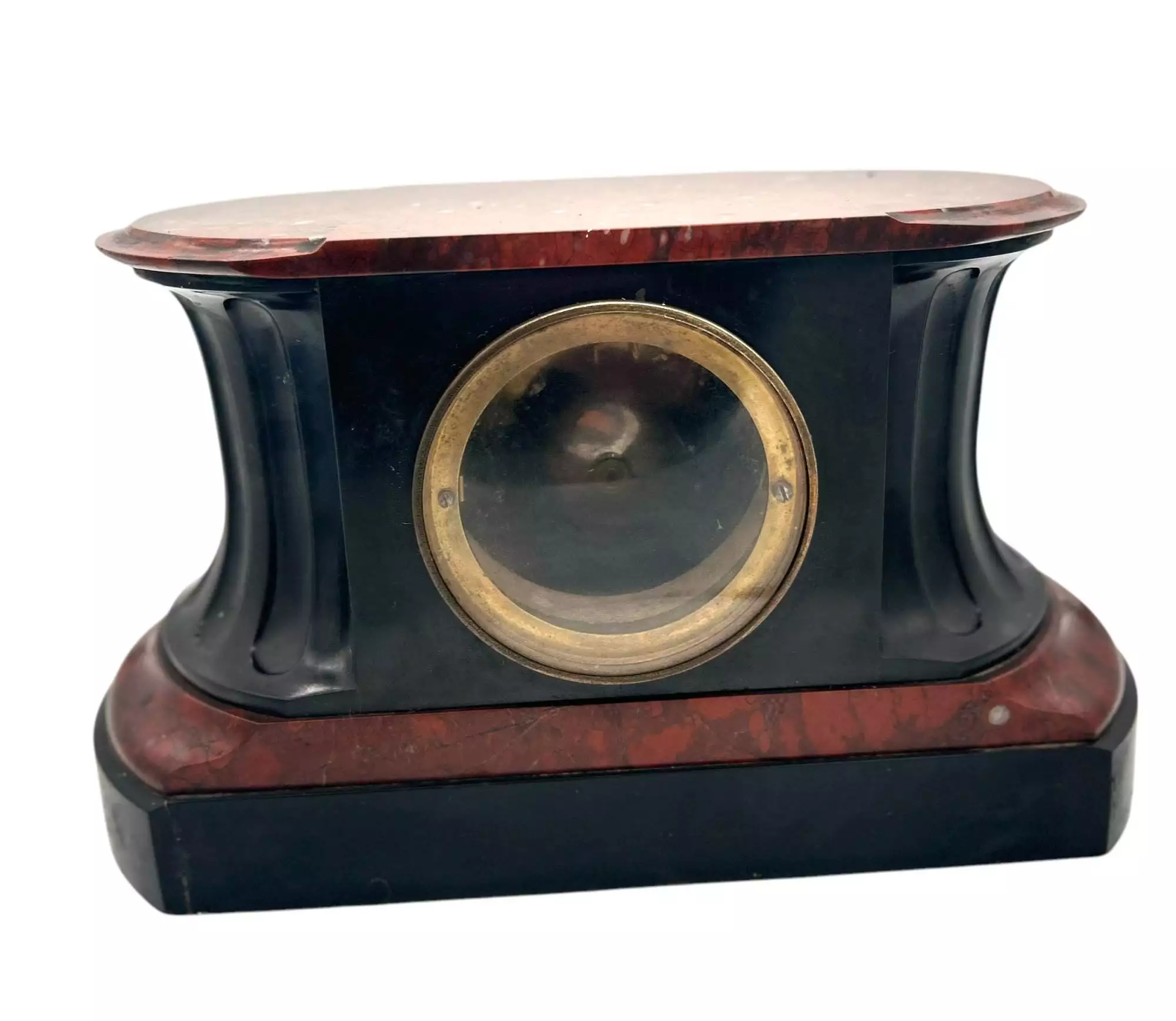 Stunning Rouge Marble & Slate 8 day Mantel clock, Ca 1870, view 5
