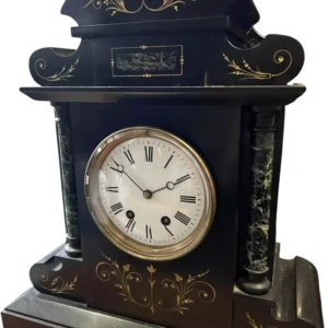 Exquisite Large Monumental Antique Slate 8-Day Mantel Clock - Ca1880, view 2