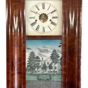 Splendid Antique American Reverse painted panel Wall Clock, ca 1880