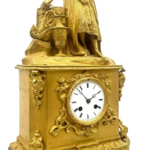 Fine solid bronze ormolu mantel clock, Solid bronze classical figure to the top, view 2