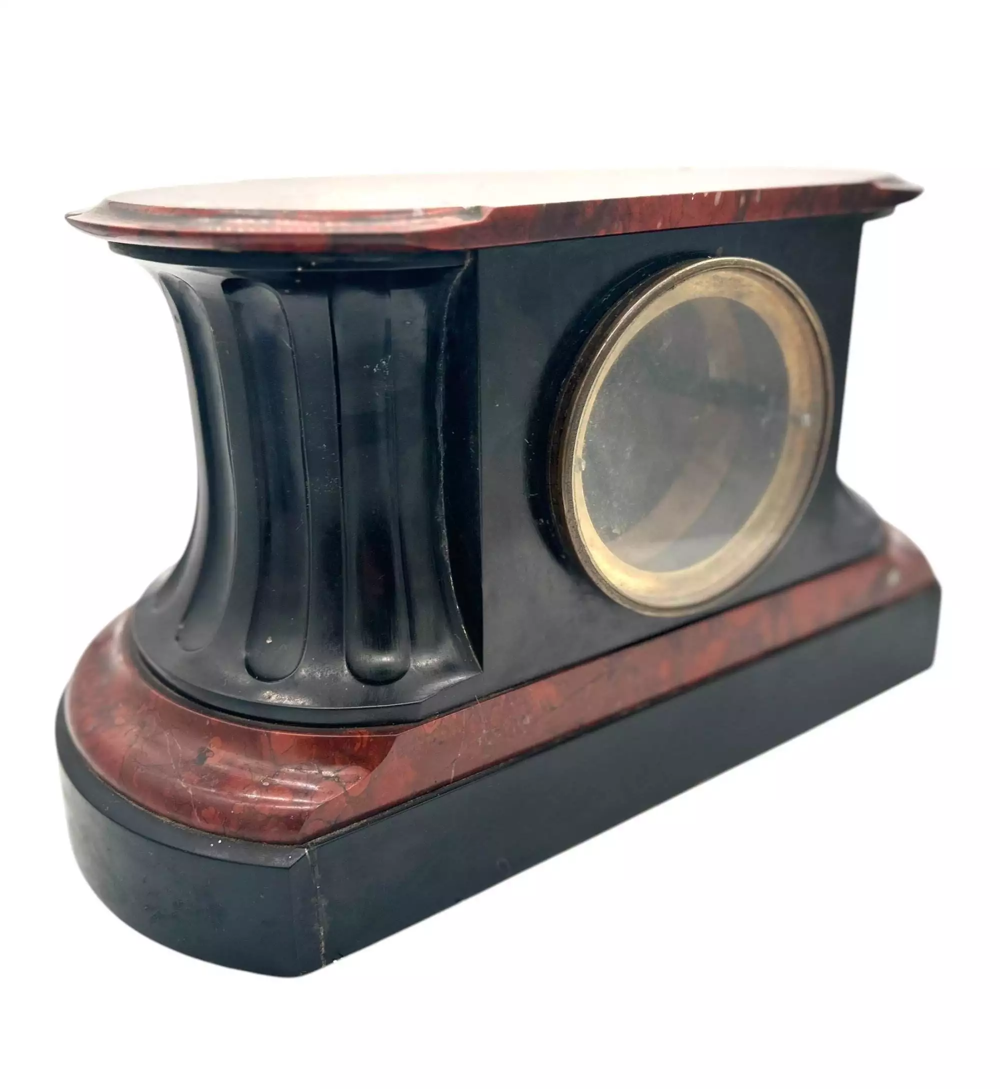 Stunning Rouge Marble & Slate 8 day Mantel clock, Ca 1870, view 6