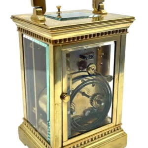 Antique French Repeater Carriage Clock, Enamelled Decoration 8, Day Gong Striking Carriage C1890, view 2