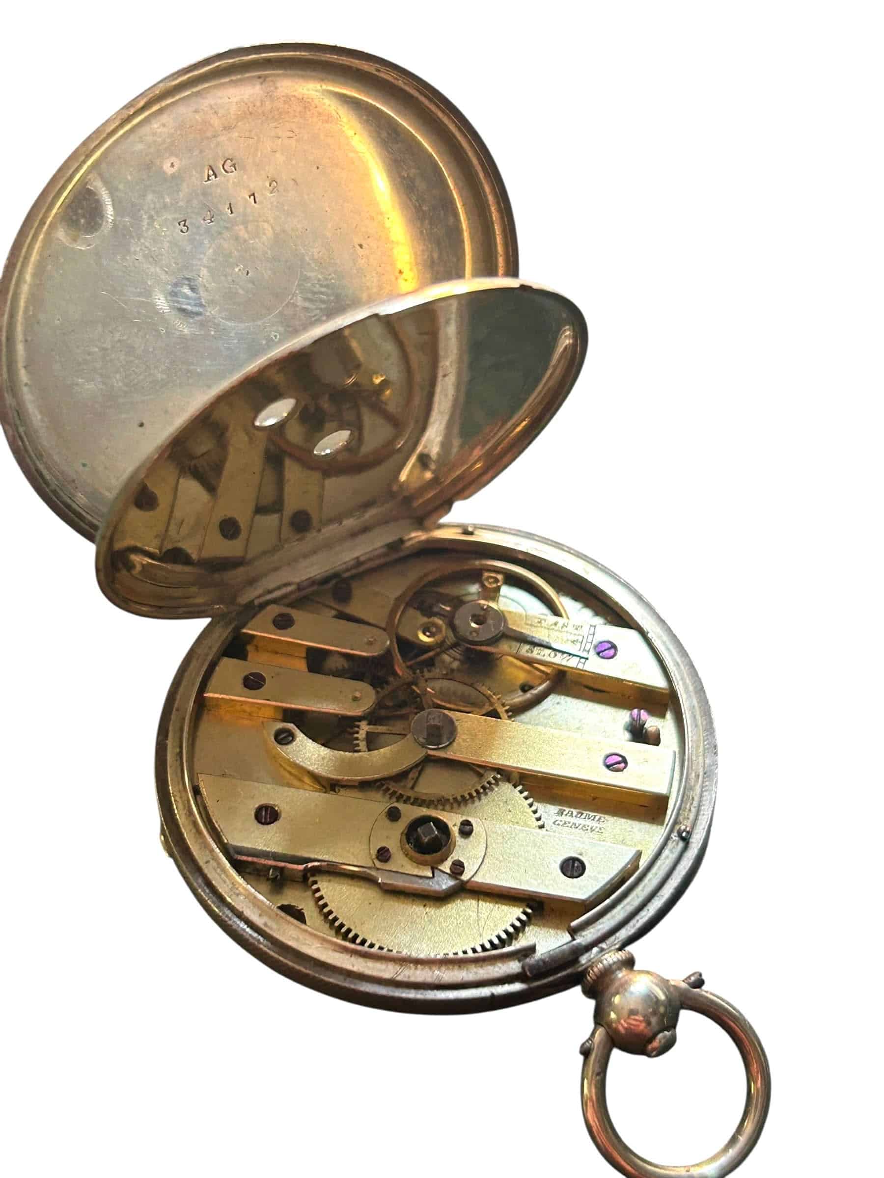 Geneve Solid Silver Open Face Pocket