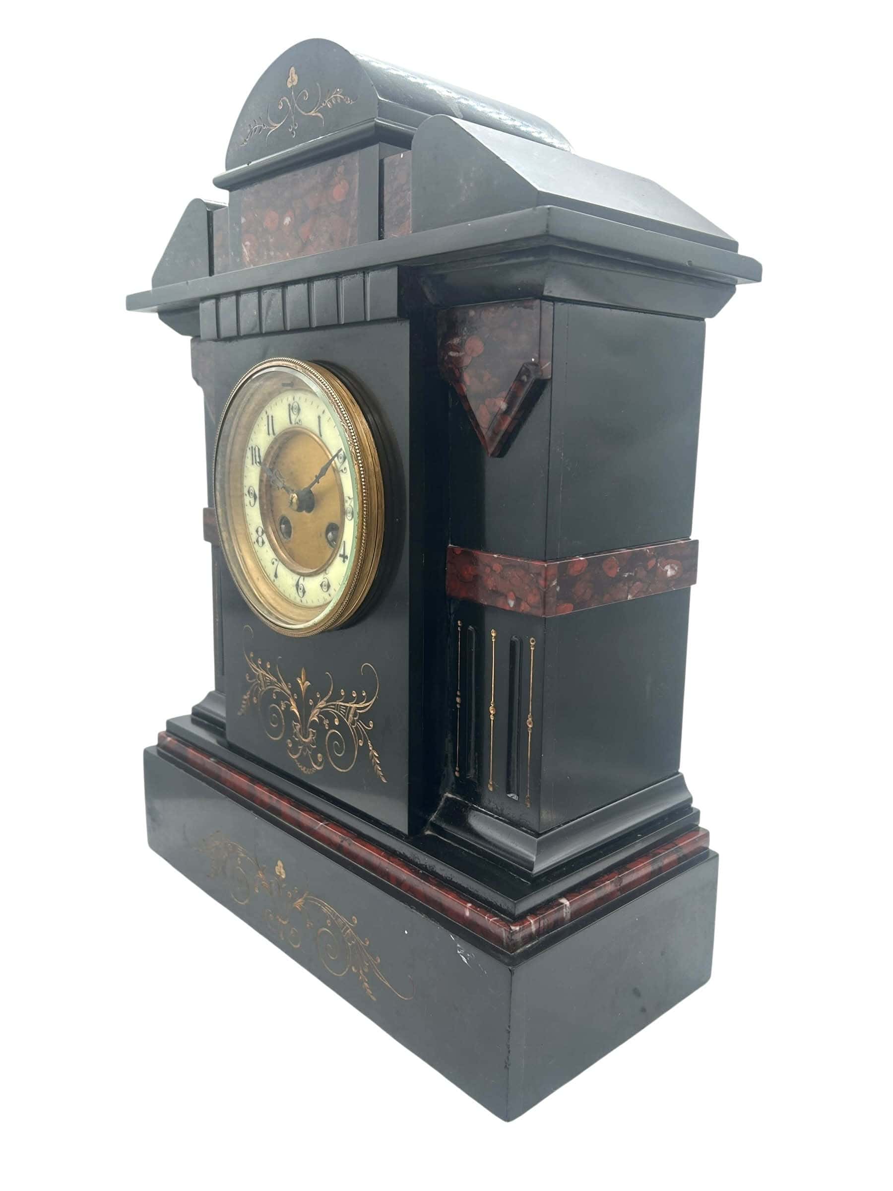 Slate & Rouge Marble Mantel Clock
