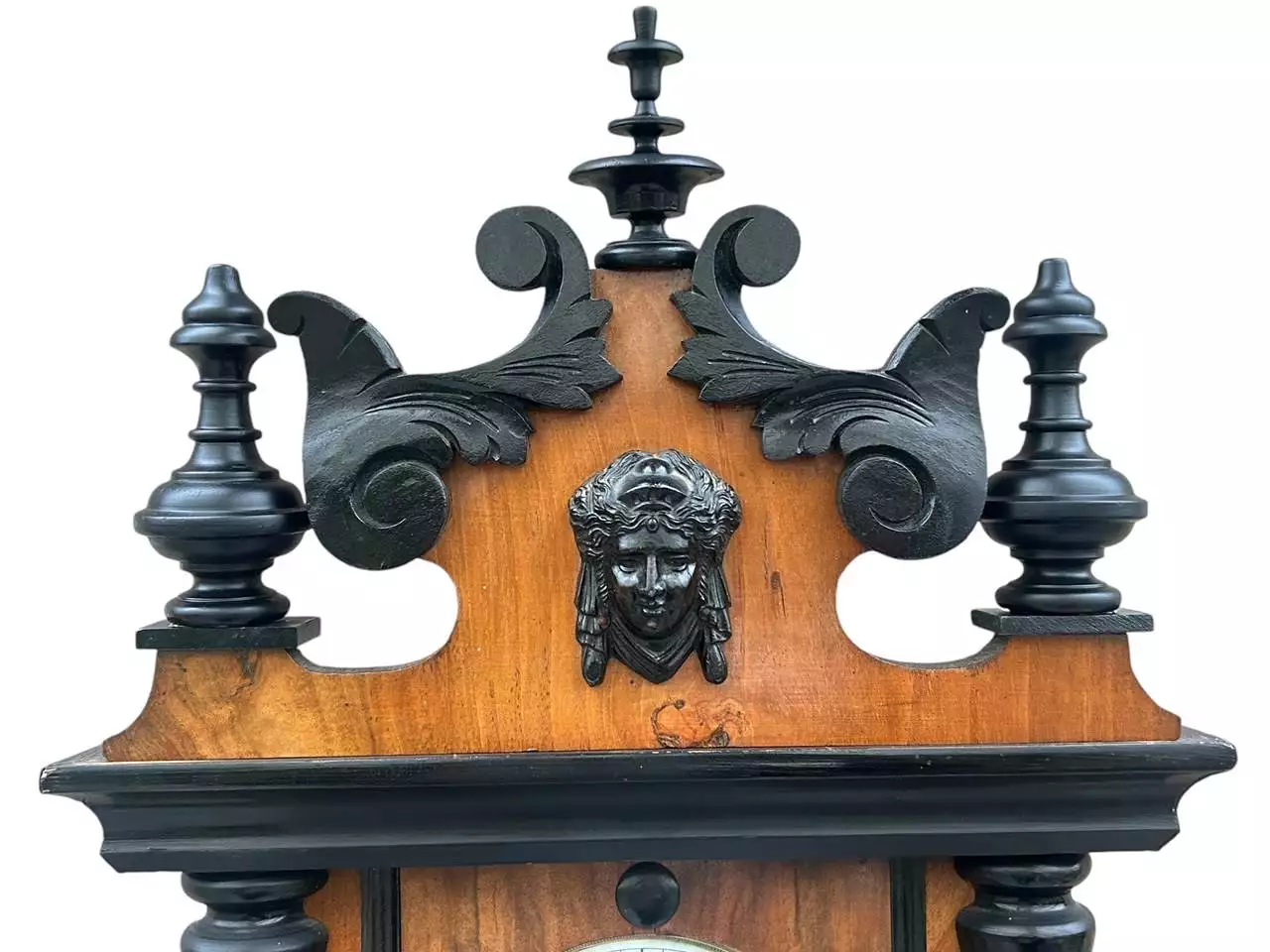 Fabulous Antique Victorian Twin Weight Vienna Regulator Walnut & Ebonized case, view 6