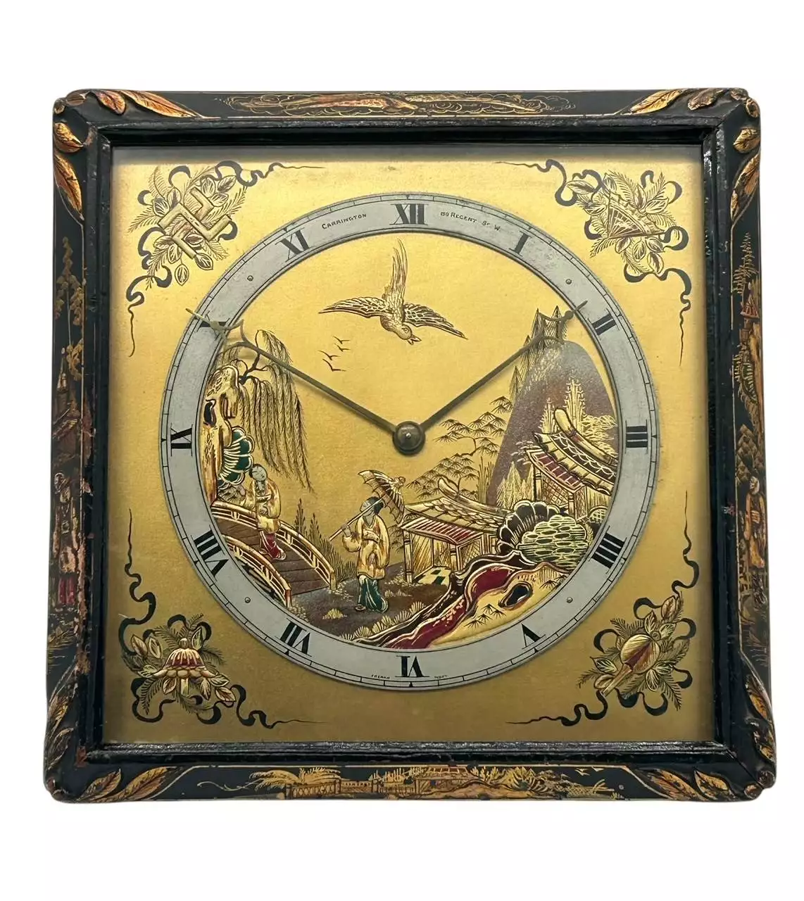 Beautiful Chinoiserie Decorated Strut Mantel Clock, ca 1910, view 7