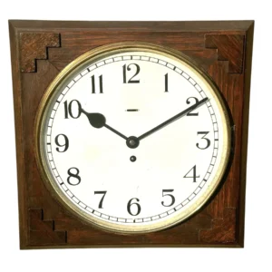 Oak Arts & Crafts 8-day Wall Clock, carved case details with platform escapement