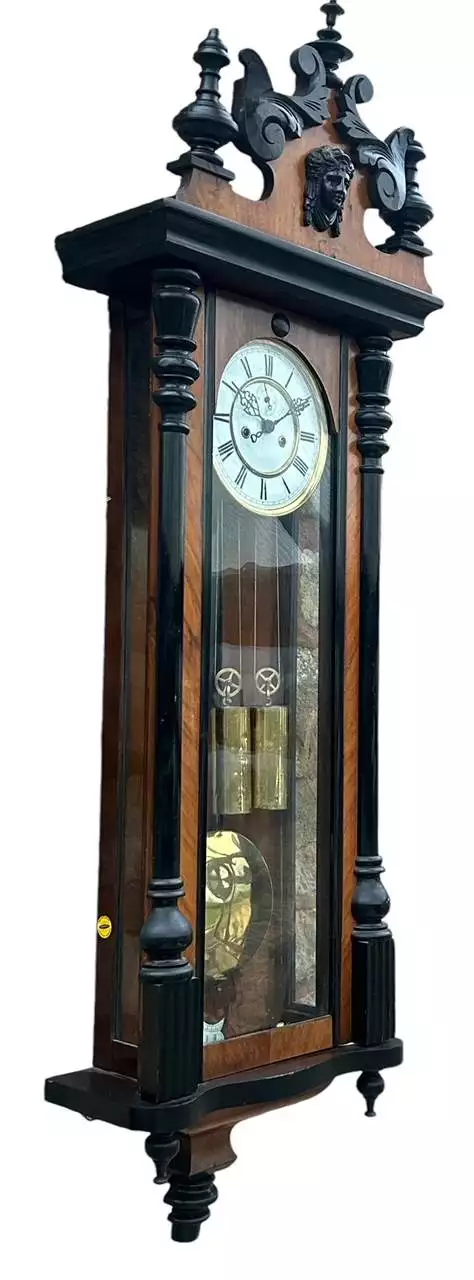 Fabulous Antique Victorian Twin Weight Vienna Regulator Walnut & Ebonized case, view 7