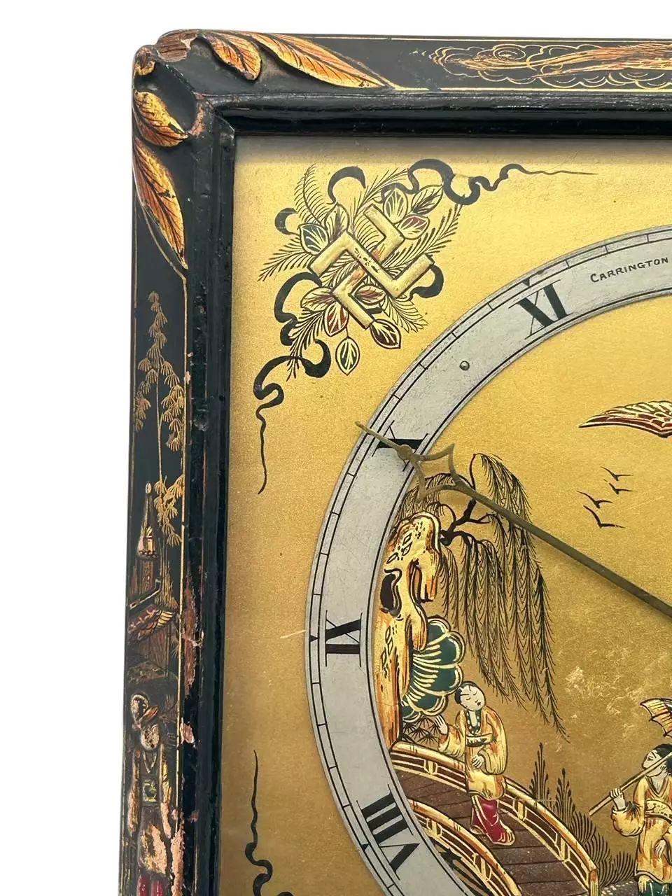 Beautiful Chinoiserie Decorated Strut Mantel Clock, ca 1910, view 8