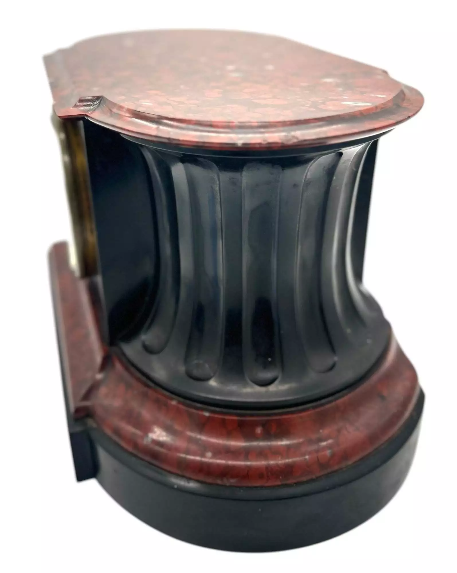 Stunning Rouge Marble & Slate 8 day Mantel clock, Ca 1870, view 8