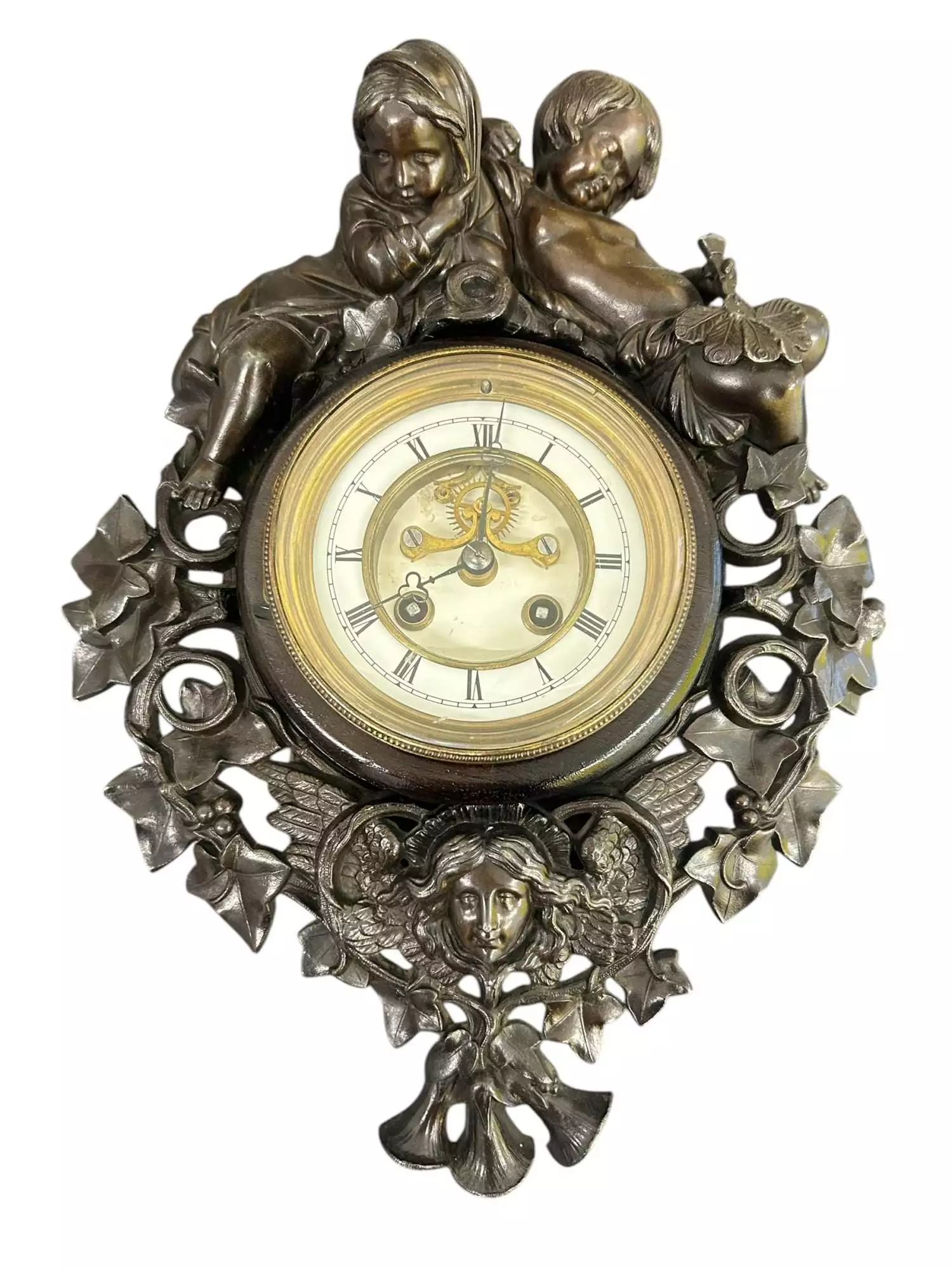 Fabulous French Figural Cartel Wall Clock, ca1890