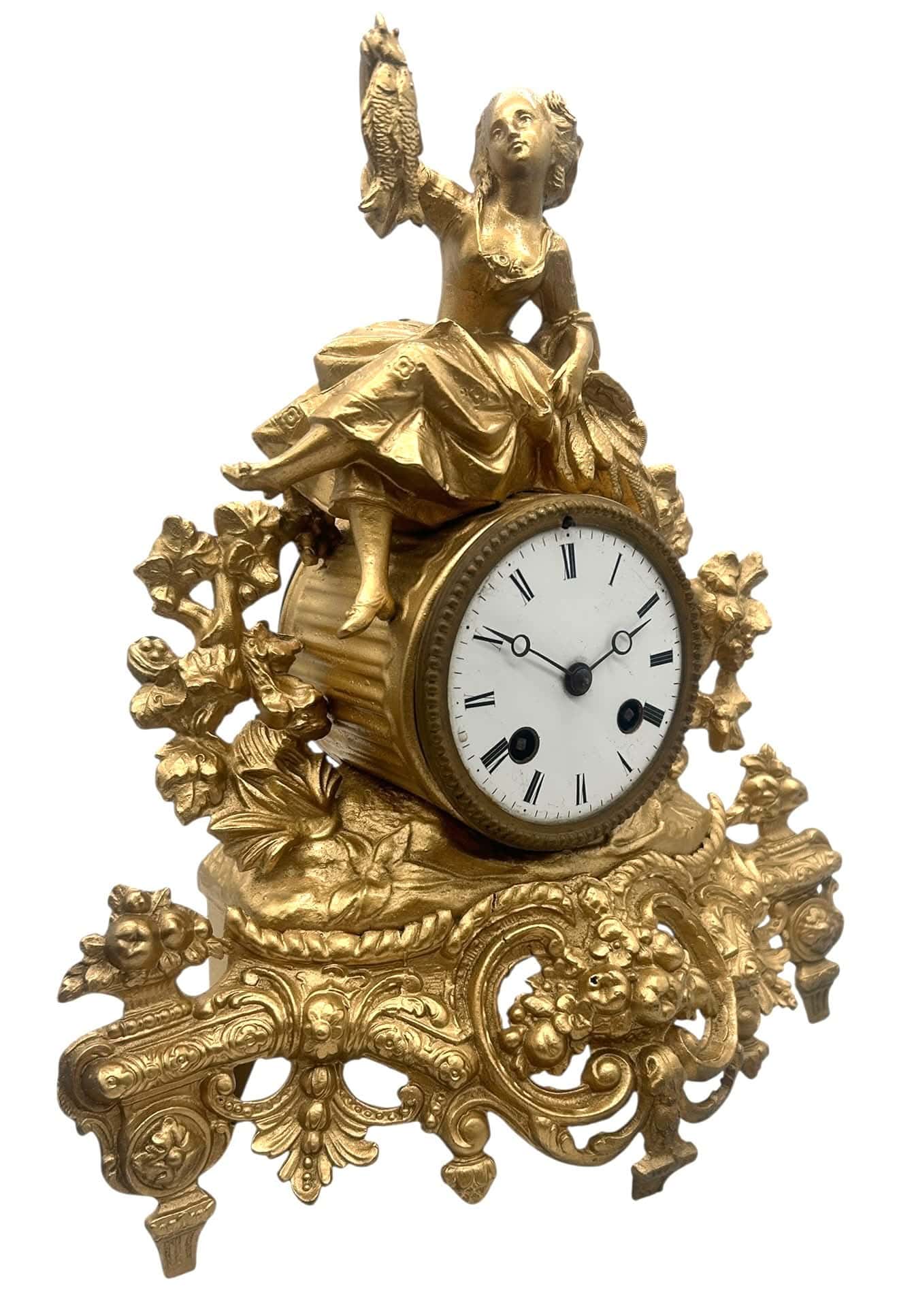 Gilt Spelter Mantel Clock
