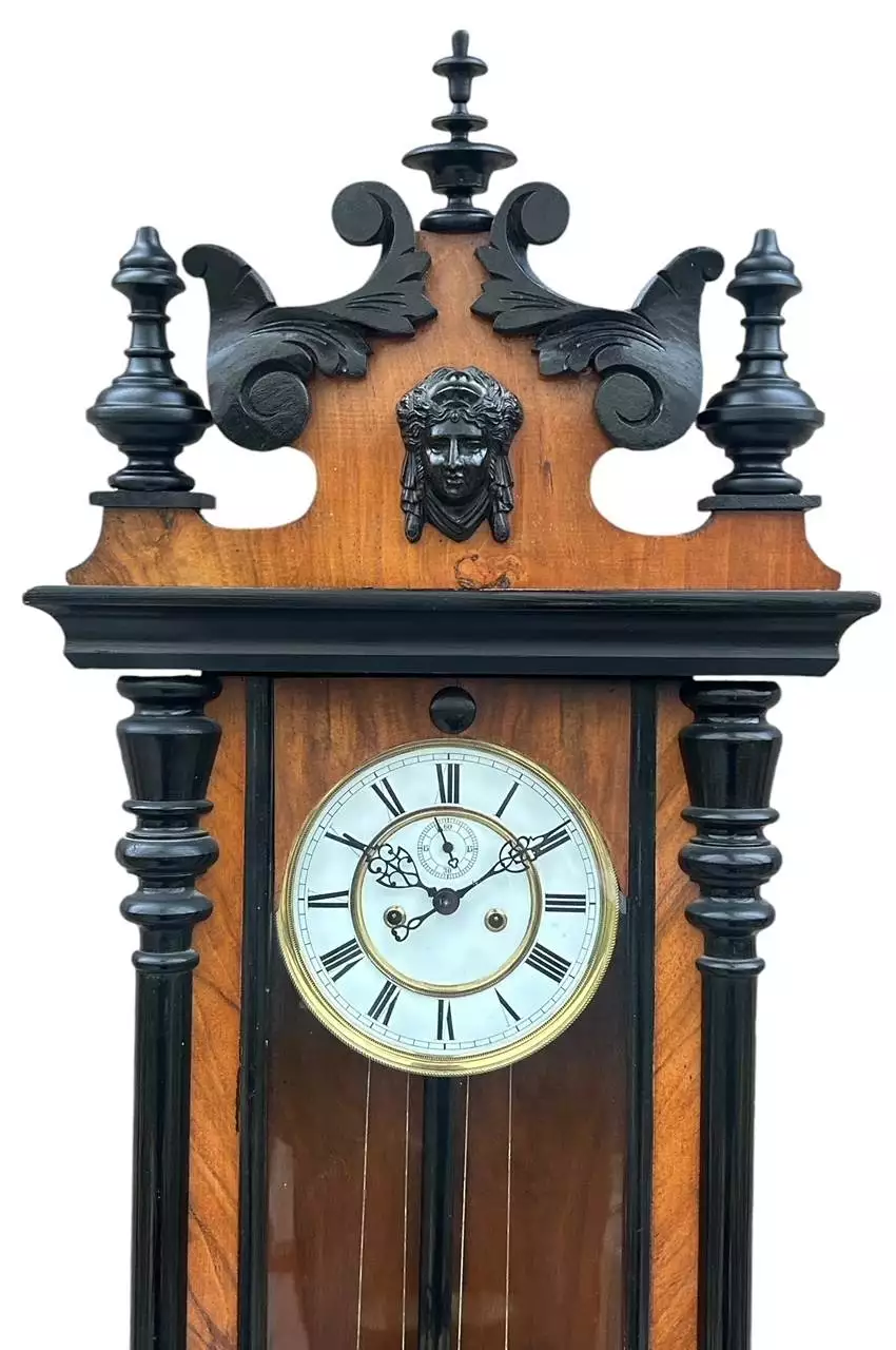 Fabulous Antique Victorian Twin Weight Vienna Regulator Walnut & Ebonized case, view 8