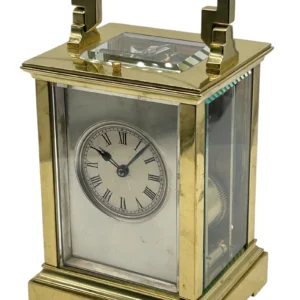 Victorian Mantel Clock Silver Masked Dial, French 8-Day Carriage Clock with Repeat Feature, view 2