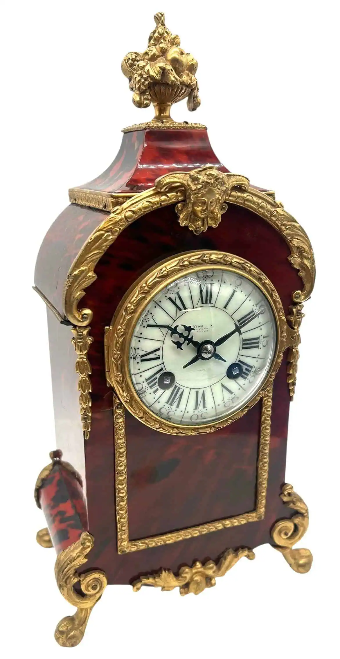 Exquisite Antique French Tortoise shell & Ormolu Boulle Mantle Clock, circa 1870, view 3