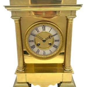 Rare solid ormolu French mantel clock, Architectural striking mantle clock c1850