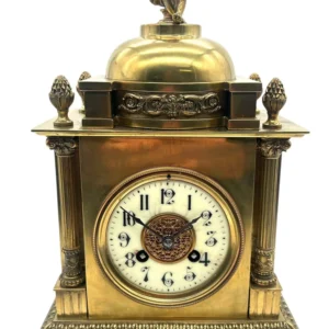Solid Ormolu Bronze Mantel Clock, Gong Striking Mantel Clock, Cherub finial