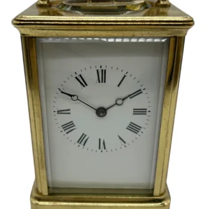Gong Striking Carriage Clock, Large Model with Enamelled dial, French 8-Day Striking signed J Martin & Co131 Regent Street London.