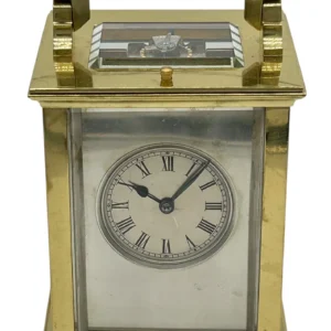 Victorian Mantel Clock Silver Masked Dial, French 8-Day Carriage Clock with Repeat Feature