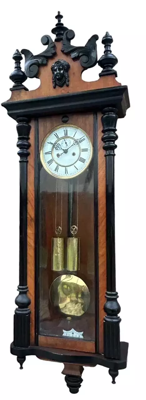 Fabulous Antique Victorian Twin Weight Vienna Regulator Walnut & Ebonized case, view 10