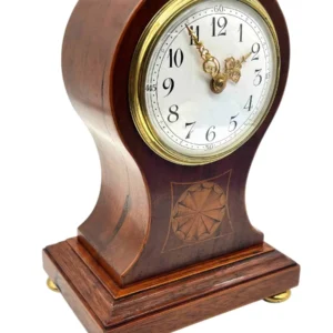 Fine French Ballon Shaped Mantel Clock, Inlaid Decoration Timepiece C1900, view 2