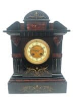 Slate & Rouge Marble Mantel Clock