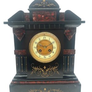 Slate & Rouge Marble Mantel Clock