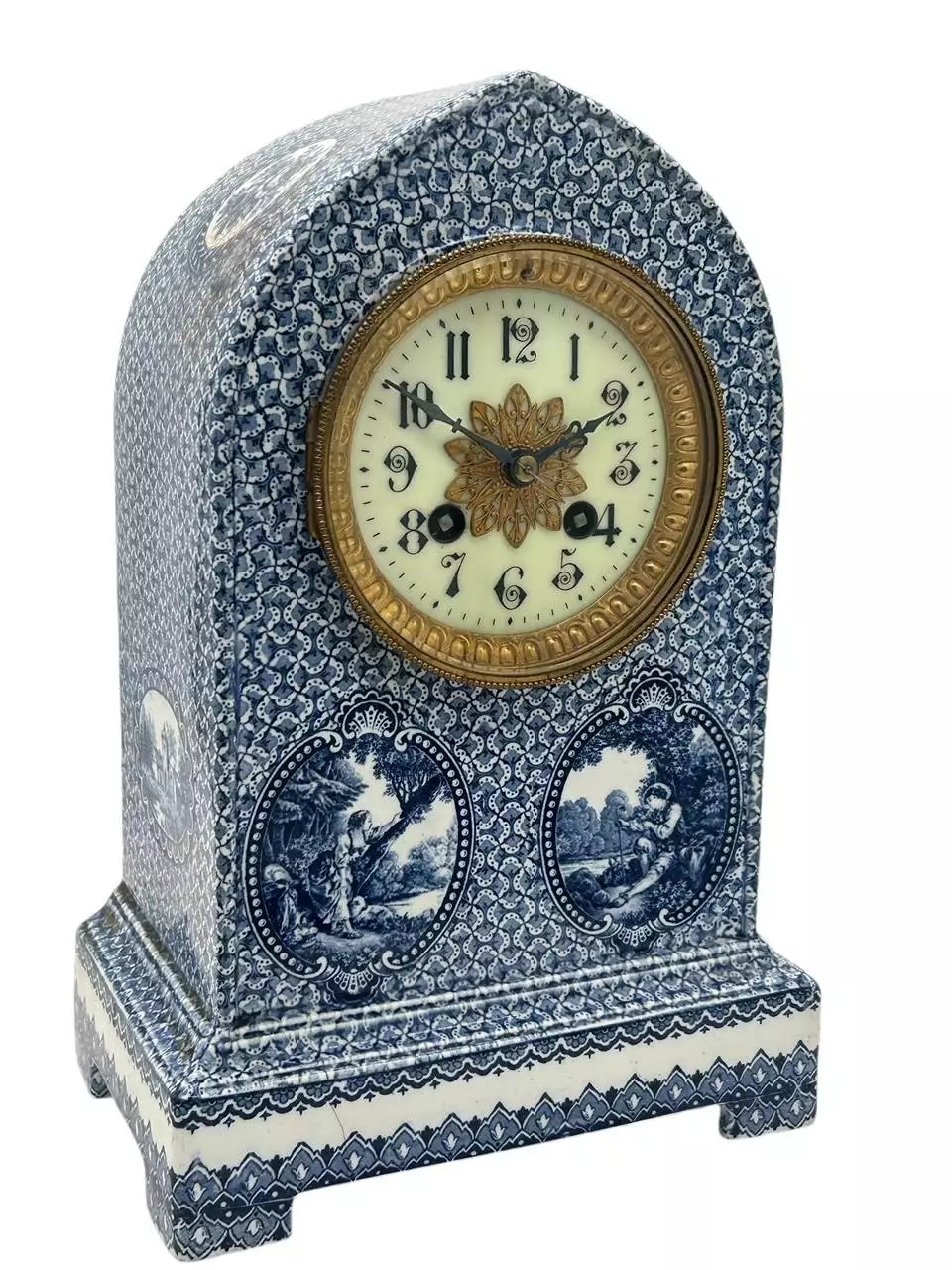 Gorgeous Delftware Studio Pottery Mantel Clock - 8 Day bell striking Pottery Mantel Clock, view 9