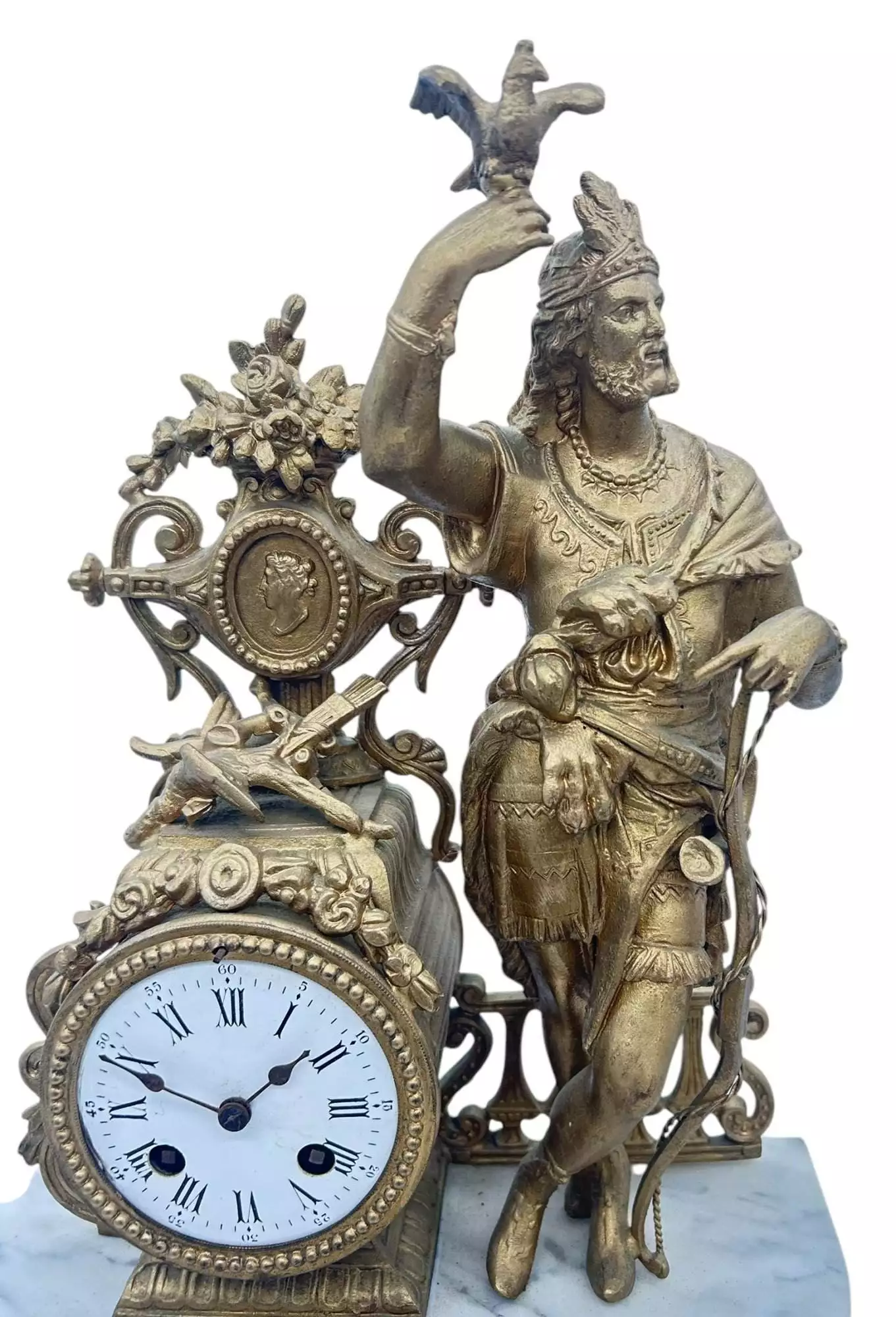 Charming French Gilt Figural Mantel Clock, ca1870, view 10
