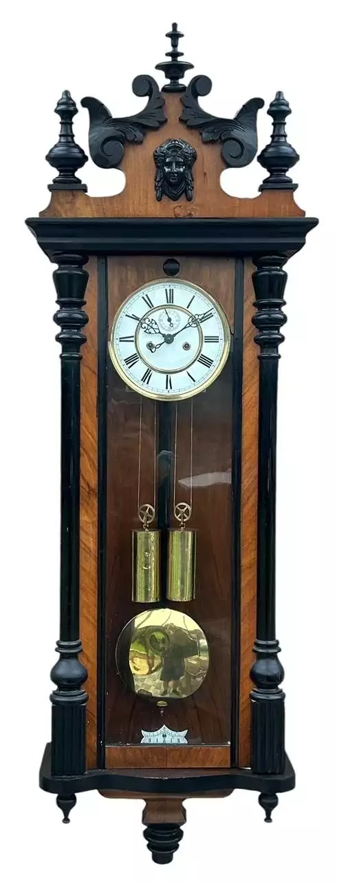 Fabulous Antique Victorian Twin Weight Vienna Regulator Walnut & Ebonized case