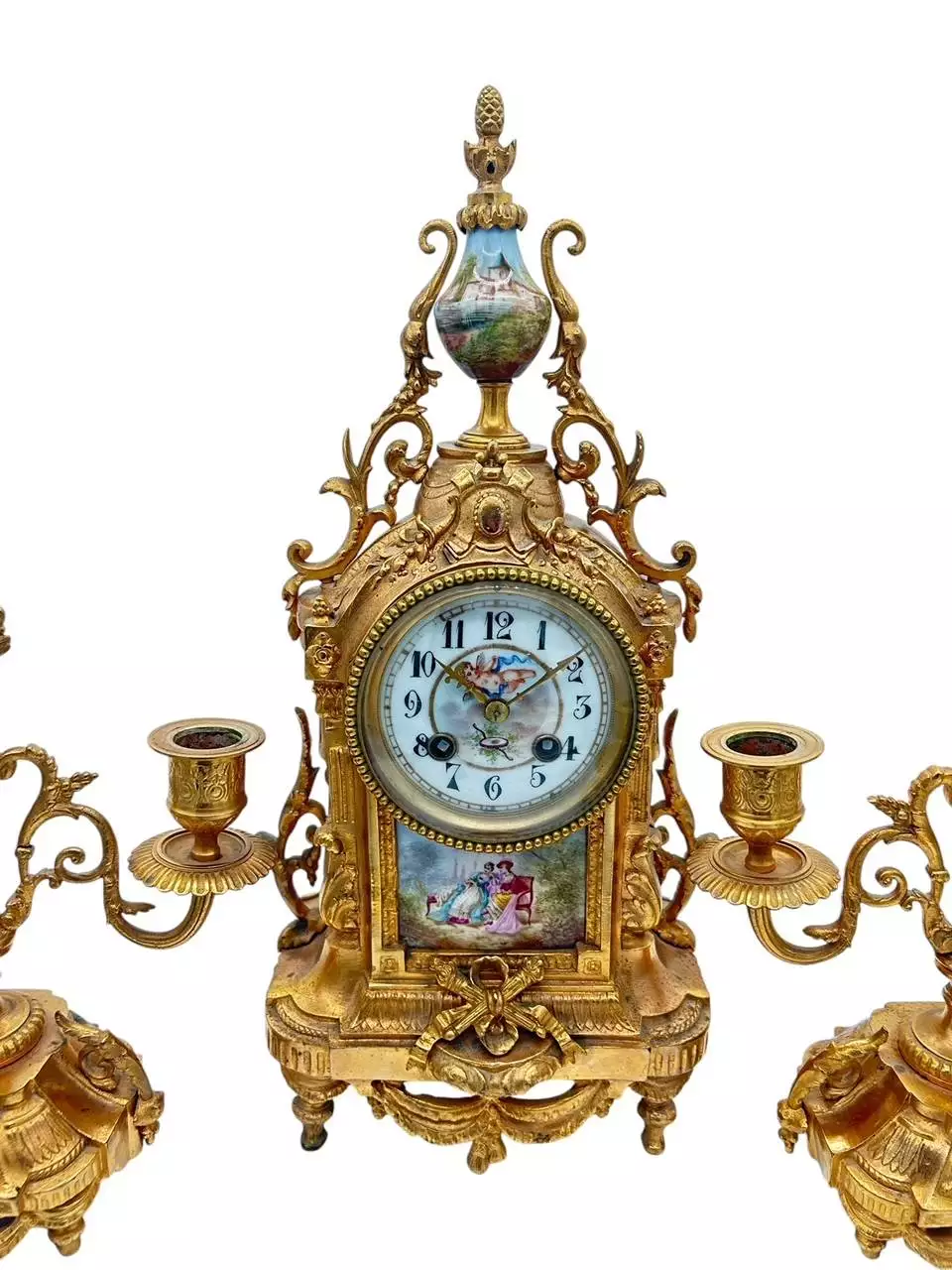 Stunning antique French 3-piece Mantel clock & candelabra set, ca1890, view 13