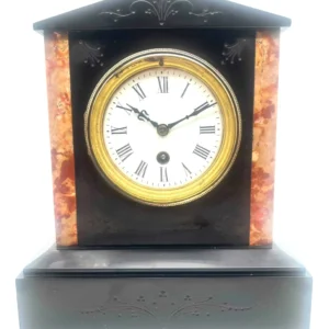 A Fine 8 day Architectural design slate & marble Mantel Clock, ca1900