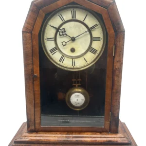 Antique Walnut Table Vienna Mantel Clock, 8-Day Gong Striking (c.1900)