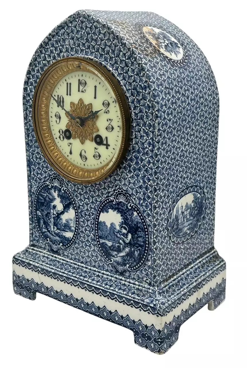 Gorgeous Delftware Studio Pottery Mantel Clock - 8 Day bell striking Pottery Mantel Clock, view 8