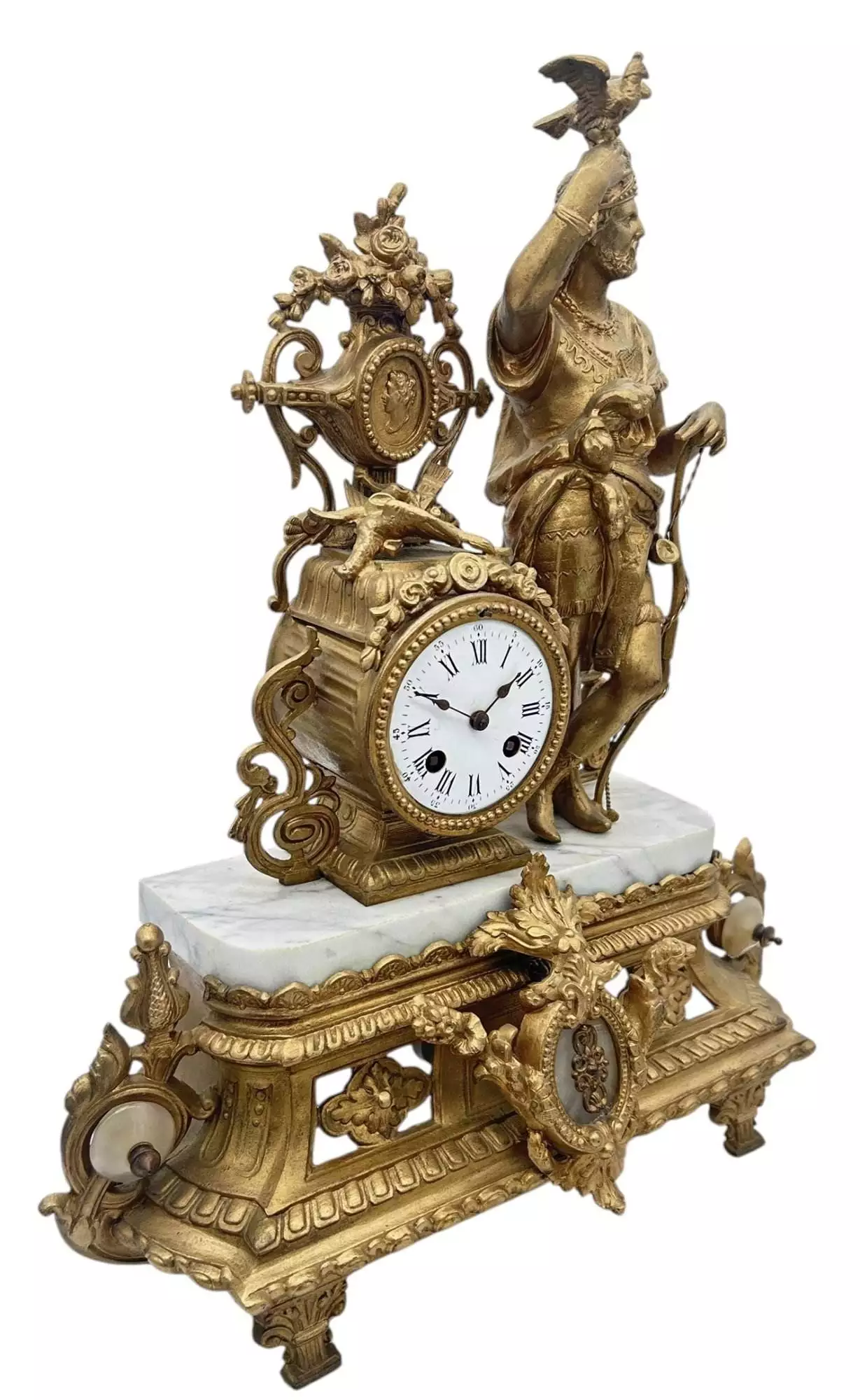 Charming French Gilt Figural Mantel Clock, ca1870, view 12