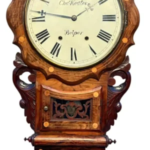 Wonderful Walnut & flame mahogany Drop Dial Wall Clock, ca1900