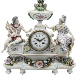 Fabulous Meissen Porcelain Figural Mantel clock, ca1850