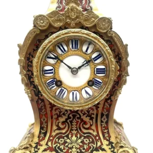 Quality Boulle Inlaid Mantel Clock, Red and Ormolu inlay - 8-Day Mantle Clock, Circa 1855