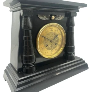 Antique Victorian Slate Mantel Clock, Egyptian Revival Zodiac & Horoscope Dial (c.1880)
