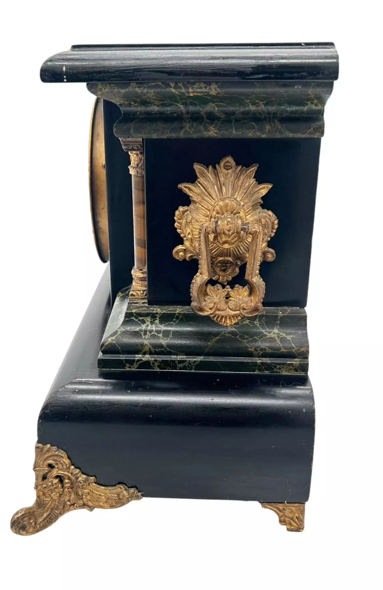 Stunning Antique American Slate Architectural Mantle Clock, ca1895, view 4