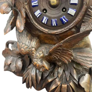 Exquisite carved Bird Black Forest Mantel Clock, ca1900, view 2
