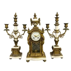 Stunning French Ormolu & Marble Candelabra Mantel Clock set, ca1860