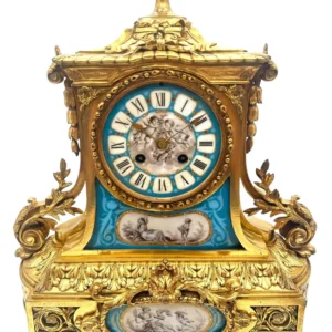 Solid Bronze Ormolu French Victorian Sevres 8-day mantel Clock, CA 1860, view 2
