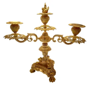 Stunning Antique French Ormolu Bronze 3 Branch Candlelabra Pair, view 2